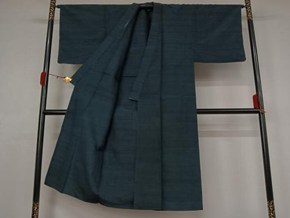 平和屋着物●男性　紬　アンサンブル　単衣　霞文　正絹　逸品　AABK3821jh