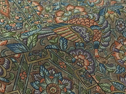 平和屋着物●上質な小紋　単衣　手描き　更紗花鳥文　正絹　逸品　AABK3822jh