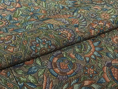 平和屋着物●上質な小紋　単衣　手描き　更紗花鳥文　正絹　逸品　AABK3822jh