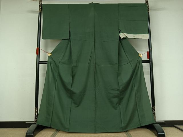 平和屋着物▽上質な色無地　単衣　柳染色　正絹　逸品　AABK3823jh