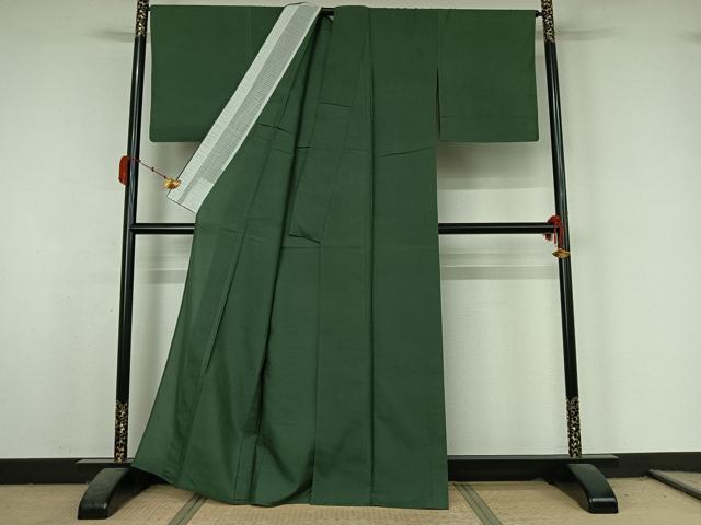 平和屋着物▽上質な色無地　単衣　柳染色　正絹　逸品　AABK3823jh