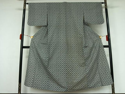 平和屋着物▽小紋　単衣　舞葉文　綿　AABK3824jh