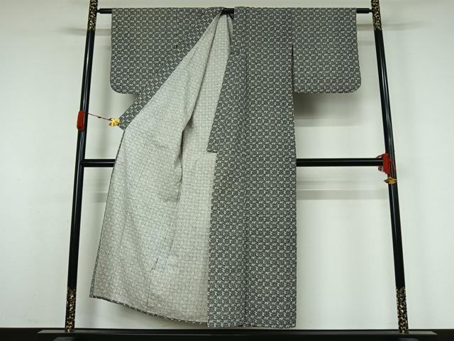 平和屋着物▽小紋　単衣　舞葉文　綿　AABK3824jh