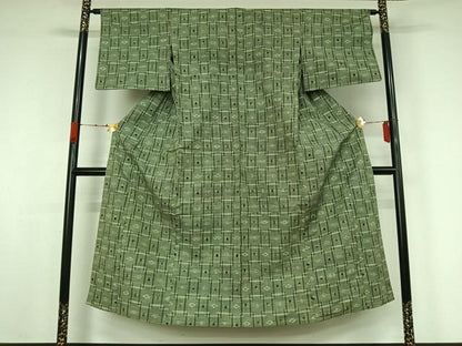 平和屋着物▽上質な紬　単衣　琉球絣　正絹　逸品　AABK3825jh