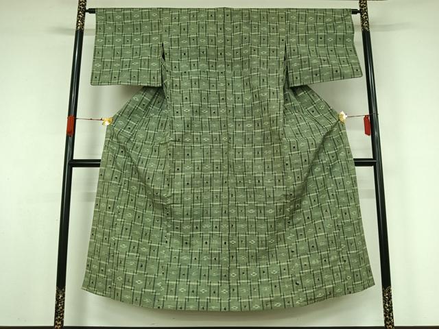 平和屋着物▽上質な紬　単衣　琉球絣　正絹　逸品　AABK3825jh