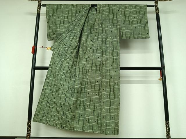 平和屋着物▽上質な紬　単衣　琉球絣　正絹　逸品　AABK3825jh