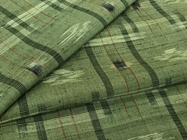 平和屋着物▽上質な紬　単衣　琉球絣　正絹　逸品　AABK3825jh