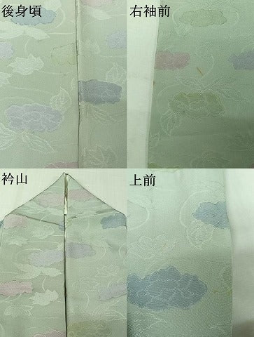 平和屋着物●上質な小紋　単衣　草花文　地紋起こし　正絹　逸品　AABK3828jh
