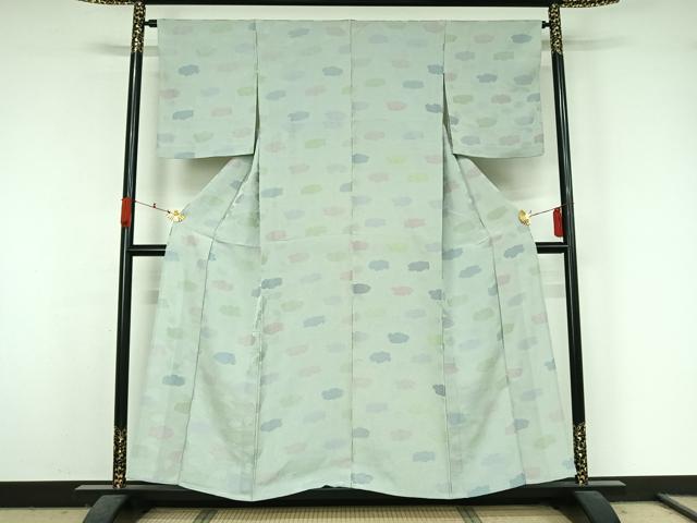 平和屋着物●上質な小紋　単衣　草花文　地紋起こし　正絹　逸品　AABK3828jh