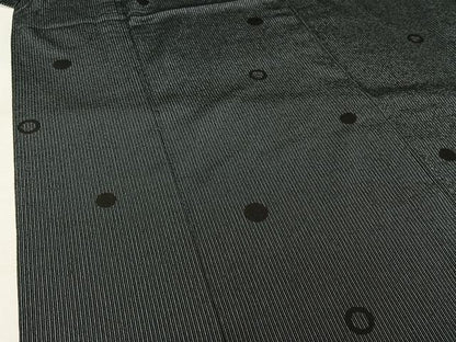 平和屋着物▽塩沢紬　単衣　丸文　黒地　証紙付き　正絹　逸品　AABK3830jh