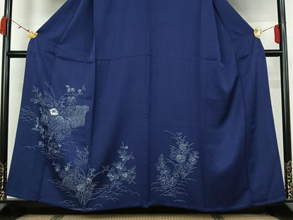平和屋着物▽訪問着　単衣　手描き　刺繍　花籬文　正絹　逸品　AABK3831jh