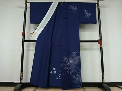 平和屋着物▽訪問着　単衣　手描き　刺繍　花籬文　正絹　逸品　AABK3831jh
