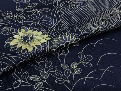 平和屋着物▽訪問着　単衣　手描き　刺繍　花籬文　正絹　逸品　AABK3831jh