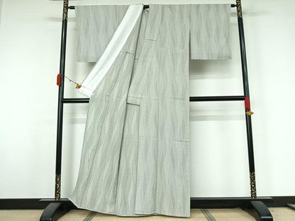 平和屋着物▽お召 単衣 立涌文 鈴乃屋扱い 正絹 逸品 AABK3832jh