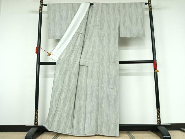 平和屋着物▽お召 単衣 立涌文 鈴乃屋扱い 正絹 逸品 AABK3832jh