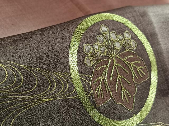 平和屋着物▽訪問着　単衣　駒刺繍　流水花丸文　暈し染め　金糸　金彩　正絹　逸品　AABK3835jh