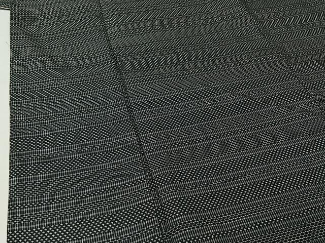 平和屋着物▽男性　お召　単衣　横段文　正絹　逸品　AABK3836jh