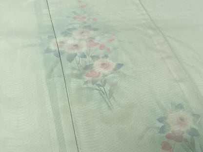 平和屋着物▽訪問着　無双　紗袷　紗×絽　草花文　金彩　正絹　逸品　AABK3837jh