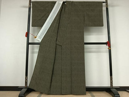 平和屋着物▽お召 単衣 幾何学文様 正絹 逸品 AABK3838jh
