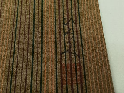 平和屋着物▽服飾評論家　市田ひろみ　小紋　単衣　縞　正絹　逸品　未使用　AABK3845jh