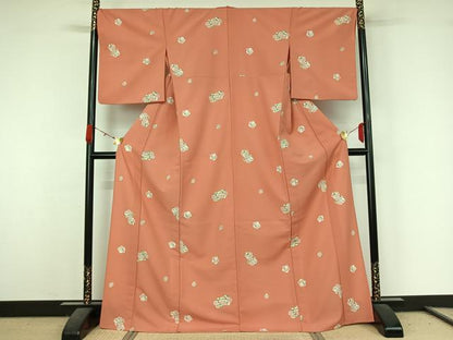 平和屋着物▽小紋　単衣　松竹梅　ロング丈　洗える着物　AABK3847jh