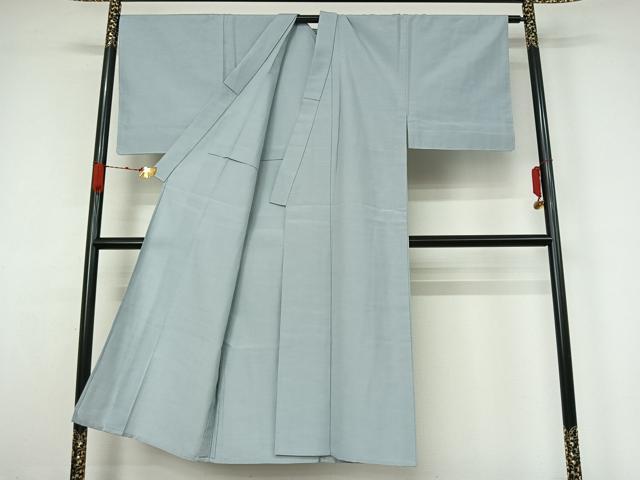 平和屋着物▽男性　紬　単衣　色無地　水色　正絹　逸品　未使用　AABK3848jh