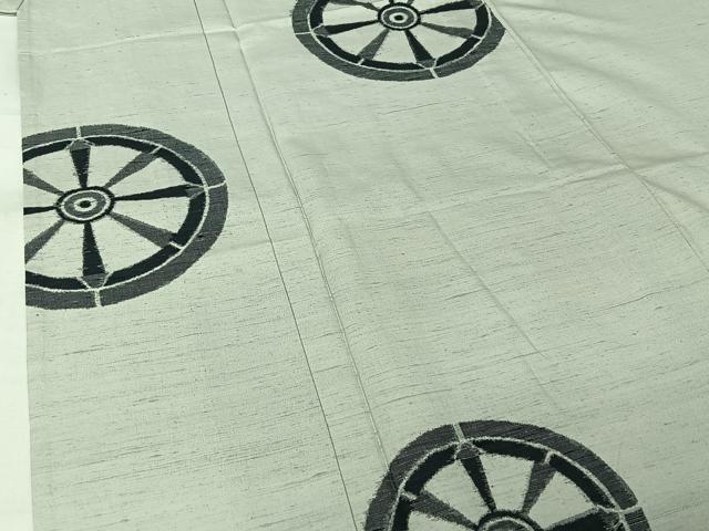 平和屋着物▽男性　紬　単衣　源氏車文　正絹　逸品　AABK3851jh