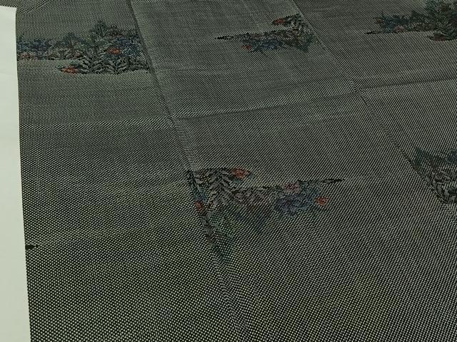 平和屋着物▽本場大島紬　単衣　7マルキ　草花文　正絹　逸品　AABK3854jh