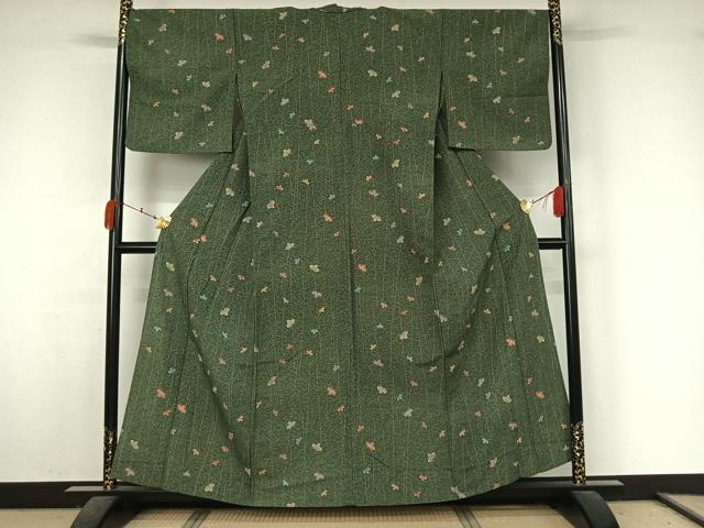 平和屋着物▽小紋　単衣　松文　洗える着物　AABK3855jh
