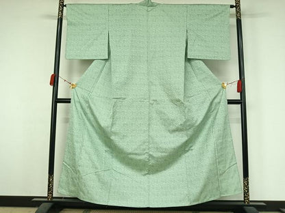 平和屋着物▽お召 単衣 花唐草文 正絹 逸品 AABK3856jh