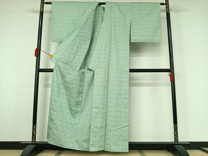 平和屋着物▽お召 単衣 花唐草文 正絹 逸品 AABK3856jh