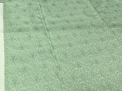 平和屋着物▽お召 単衣 花唐草文 正絹 逸品 AABK3856jh