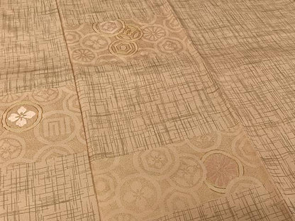 平和屋着物▽訪問着　単衣　駒刺繍　横段花丸文　正絹　逸品　AABK3858jh