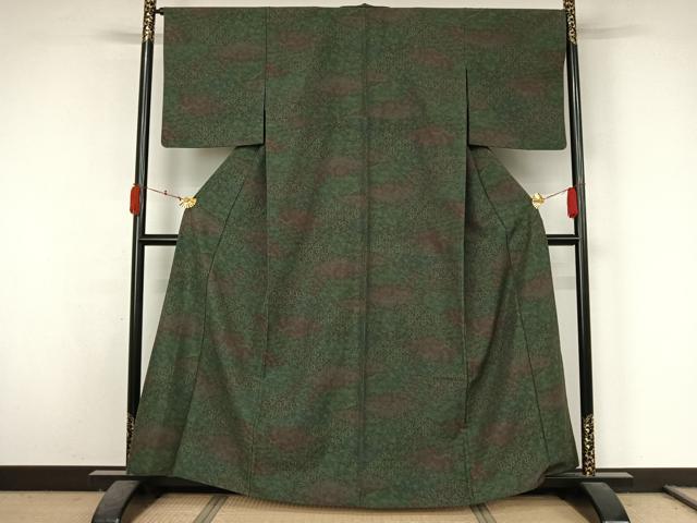 平和屋着物▽小紋　単衣　切嵌花文　洗える着物　AABK3862jh