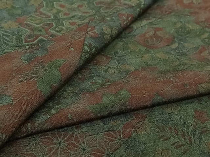 平和屋着物▽小紋　単衣　切嵌花文　洗える着物　AABK3862jh