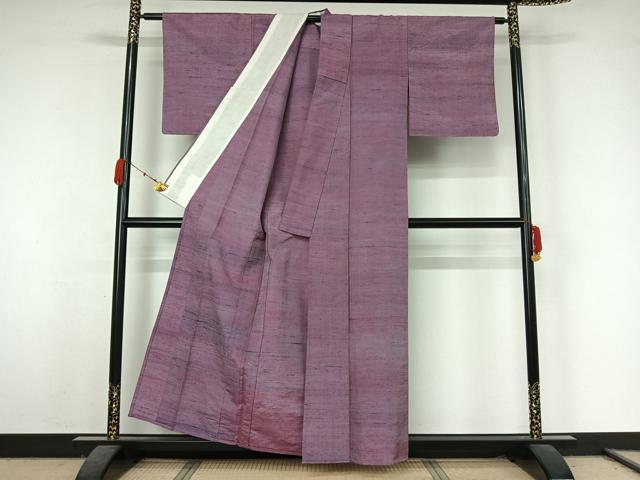 平和屋着物▽上質な紬　単衣　霞文　正絹　逸品　AABK3863jh