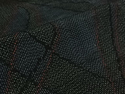 平和屋着物▽上質な紬　単衣　幾何学文様　正絹　逸品　AABK3864jh