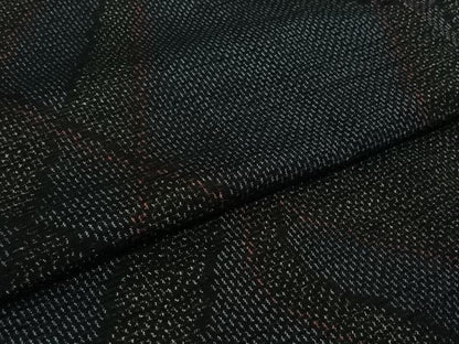 平和屋着物▽上質な紬　単衣　幾何学文様　正絹　逸品　AABK3864jh