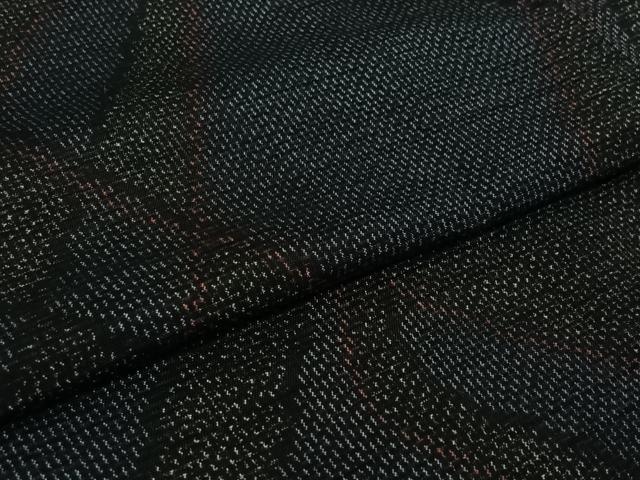 平和屋着物▽上質な紬　単衣　幾何学文様　正絹　逸品　AABK3864jh