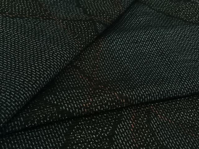 平和屋着物▽上質な紬　単衣　幾何学文様　正絹　逸品　AABK3864jh