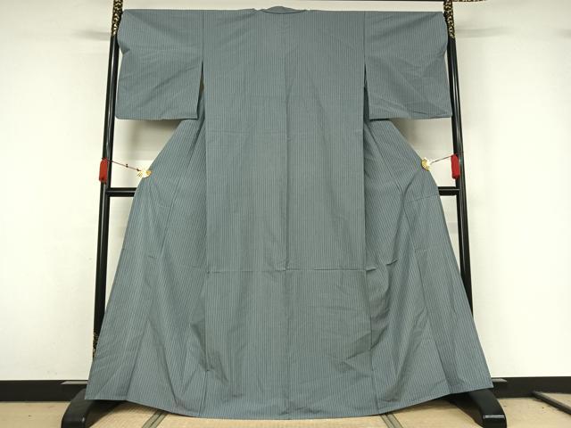 平和屋着物▽小紋　単衣　縞　綿　AABK3867jh