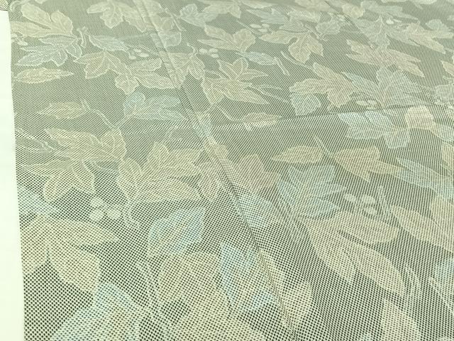 平和屋着物▽お召　単衣　枝花文　正絹　逸品　AABK3869jh