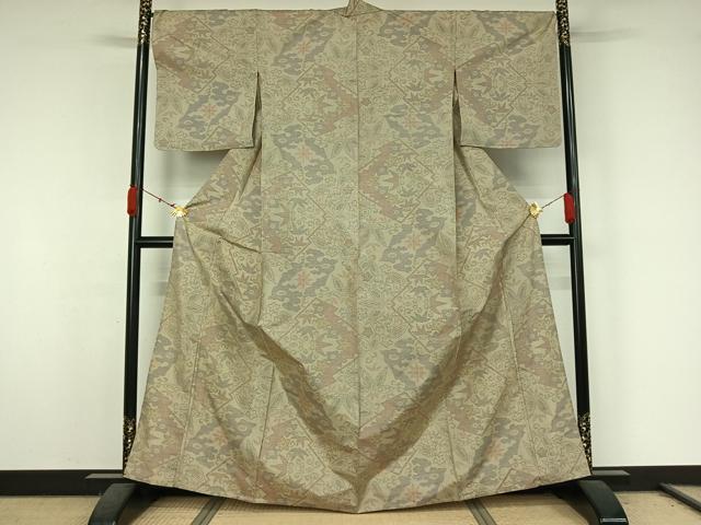 平和屋着物▽本場大島紬　単衣　7マルキ　松皮菱花文　正絹　逸品　AABK3870jh