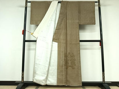 平和屋着物▽色留訪問着　無双　紗袷　笹竹桐文　金彩　高島屋扱い　正絹　逸品　AABK3872jh