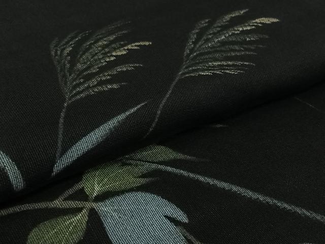 平和屋着物▽訪問着　無双　紗袷　紗×紗　手描き　薄　黒地　金彩　正絹　逸品　AABK3873jh