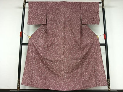 平和屋着物▽上質な小紋　単衣　花唐草文　高島屋扱い　正絹　逸品　未使用　AABK3874jh