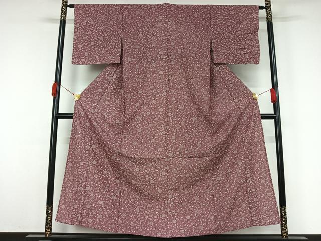 平和屋着物▽上質な小紋　単衣　花唐草文　高島屋扱い　正絹　逸品　未使用　AABK3874jh