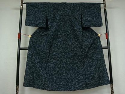 平和屋着物▽小紋　単衣　立波花文　AABK3877jh