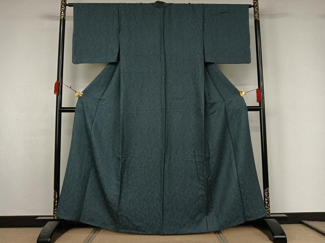 平和屋着物●上質な色無地　単衣　草葉地紋　御召茶色　正絹　逸品　AABK3880jh