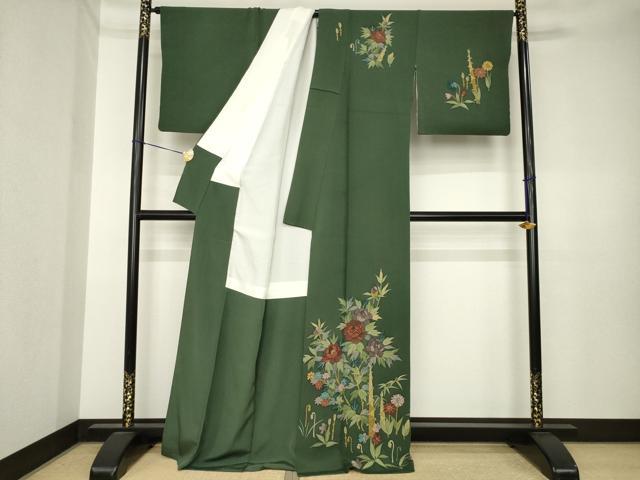 平和屋着物●訪問着　草花文　正絹　逸品　AABK3881ck